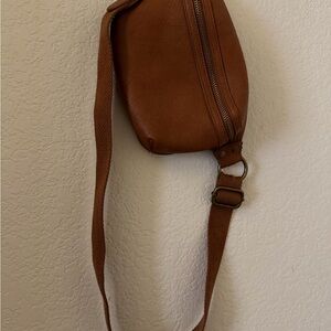 Classic Brown Leather Crossbody Sling Bag - Men
